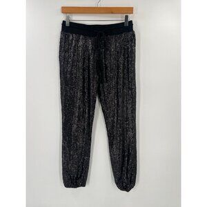 Evenuel S Black Sequin‎ Jogger Pants Sparkly Cuffed Athleisure Party Holiday
